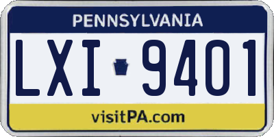 PA license plate LXI9401