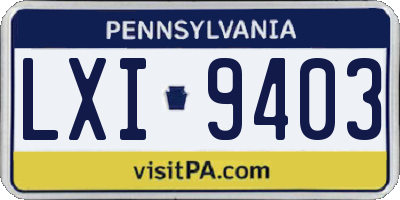PA license plate LXI9403