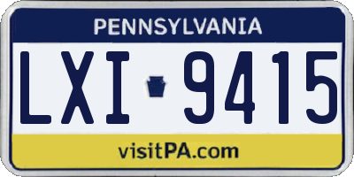 PA license plate LXI9415