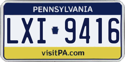 PA license plate LXI9416