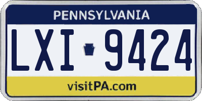 PA license plate LXI9424