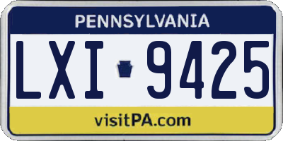 PA license plate LXI9425