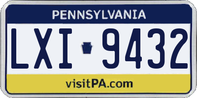 PA license plate LXI9432