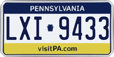 PA license plate LXI9433