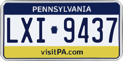 PA license plate LXI9437