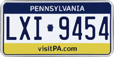PA license plate LXI9454