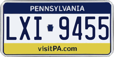 PA license plate LXI9455
