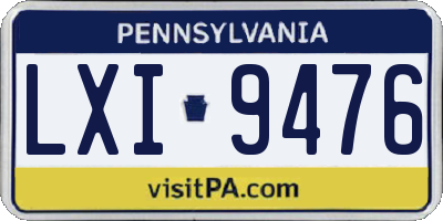 PA license plate LXI9476