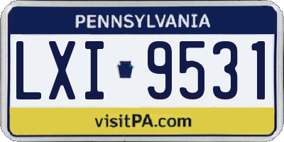 PA license plate LXI9531