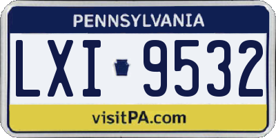 PA license plate LXI9532