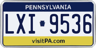 PA license plate LXI9536