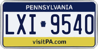 PA license plate LXI9540