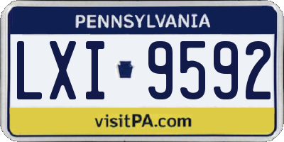 PA license plate LXI9592