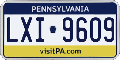 PA license plate LXI9609
