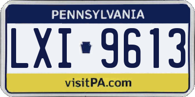 PA license plate LXI9613