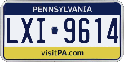 PA license plate LXI9614