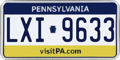 PA license plate LXI9633