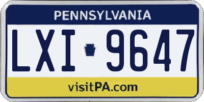 PA license plate LXI9647