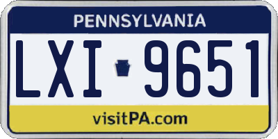 PA license plate LXI9651