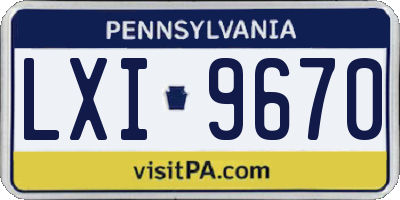 PA license plate LXI9670