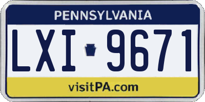 PA license plate LXI9671