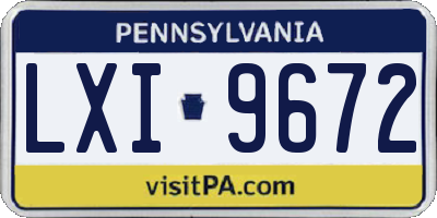 PA license plate LXI9672