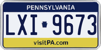 PA license plate LXI9673