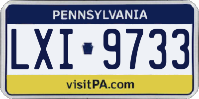 PA license plate LXI9733