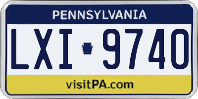 PA license plate LXI9740