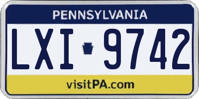 PA license plate LXI9742