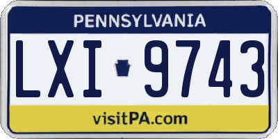 PA license plate LXI9743