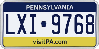 PA license plate LXI9768