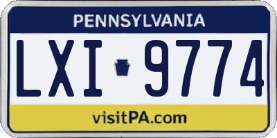 PA license plate LXI9774