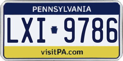 PA license plate LXI9786