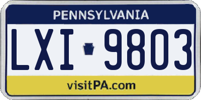 PA license plate LXI9803