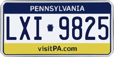 PA license plate LXI9825