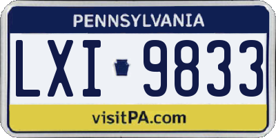 PA license plate LXI9833
