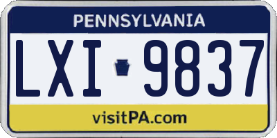PA license plate LXI9837