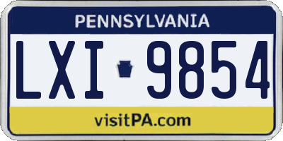 PA license plate LXI9854