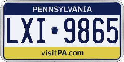 PA license plate LXI9865
