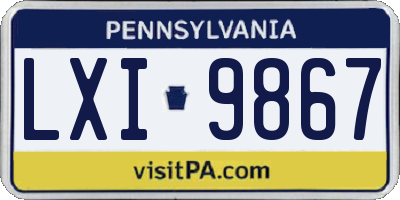 PA license plate LXI9867