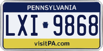 PA license plate LXI9868
