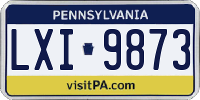 PA license plate LXI9873