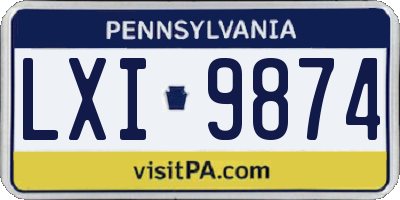 PA license plate LXI9874
