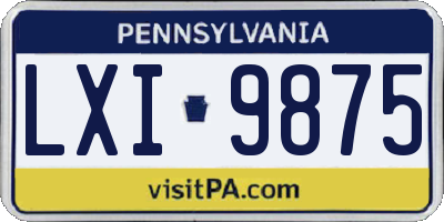 PA license plate LXI9875