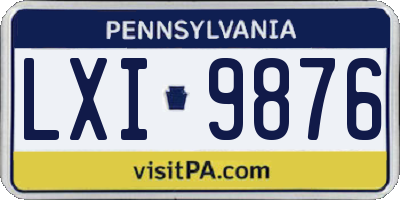 PA license plate LXI9876