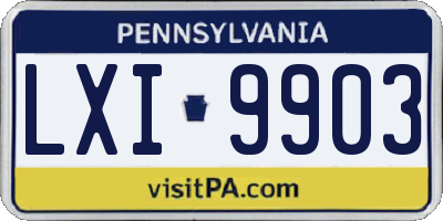 PA license plate LXI9903