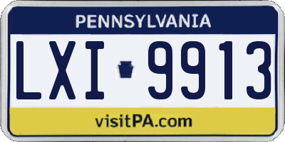 PA license plate LXI9913