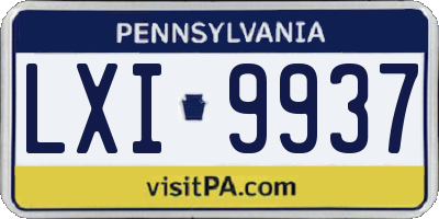 PA license plate LXI9937