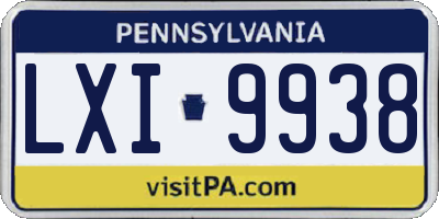 PA license plate LXI9938